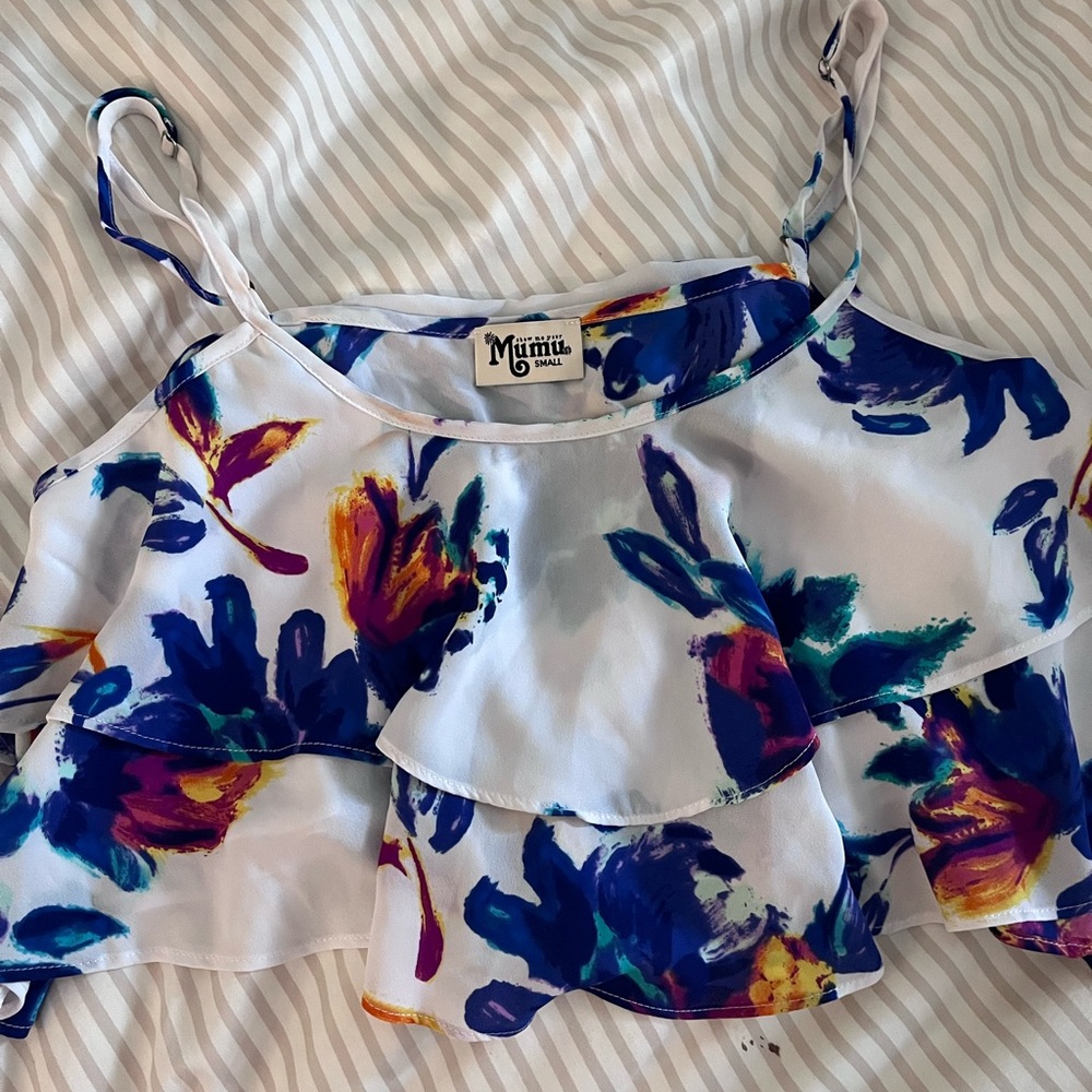 ShowMeYourMumu Floral Ruffle Top - Multicolor